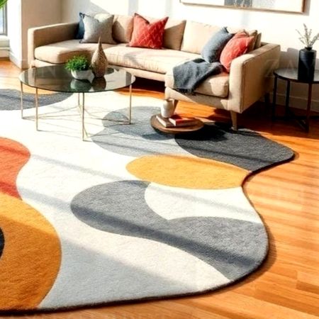 Handcrafted Freeform Abstract Area Rug for Modern Living Room